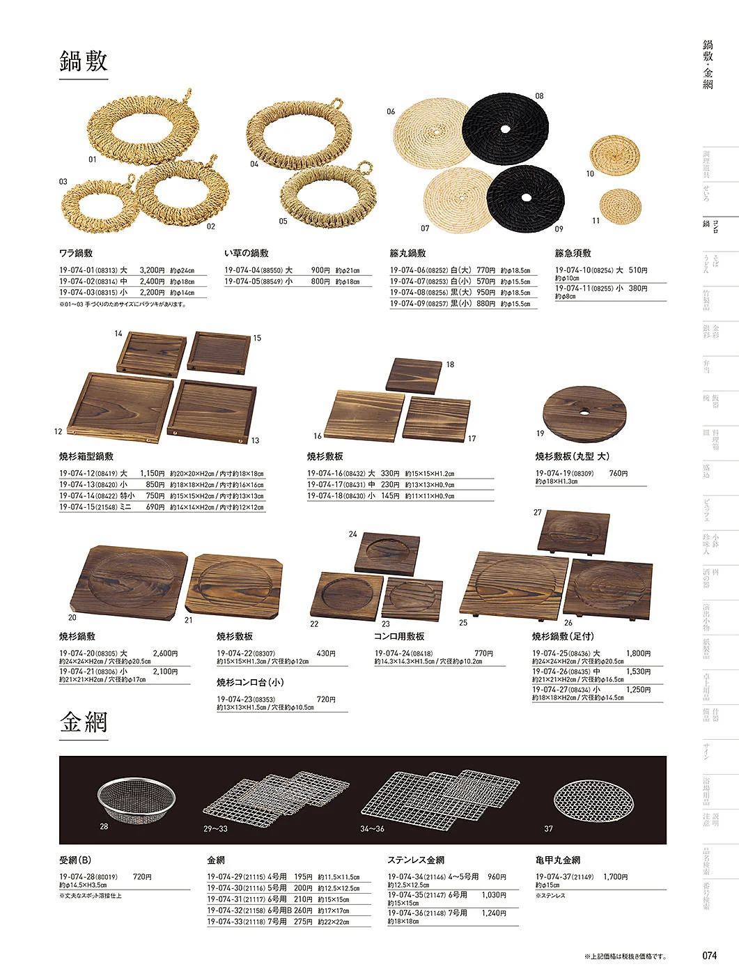 用美vol.19・ページ番号74・金網・敷板・鍋敷
