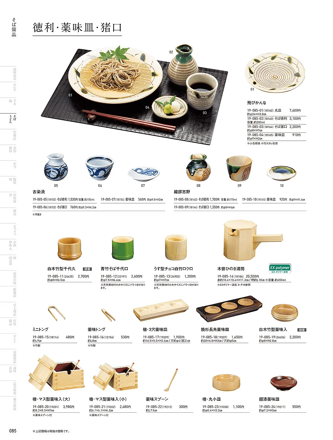 用美vol.19・ページ番号85・徳利・千代口・薬味入