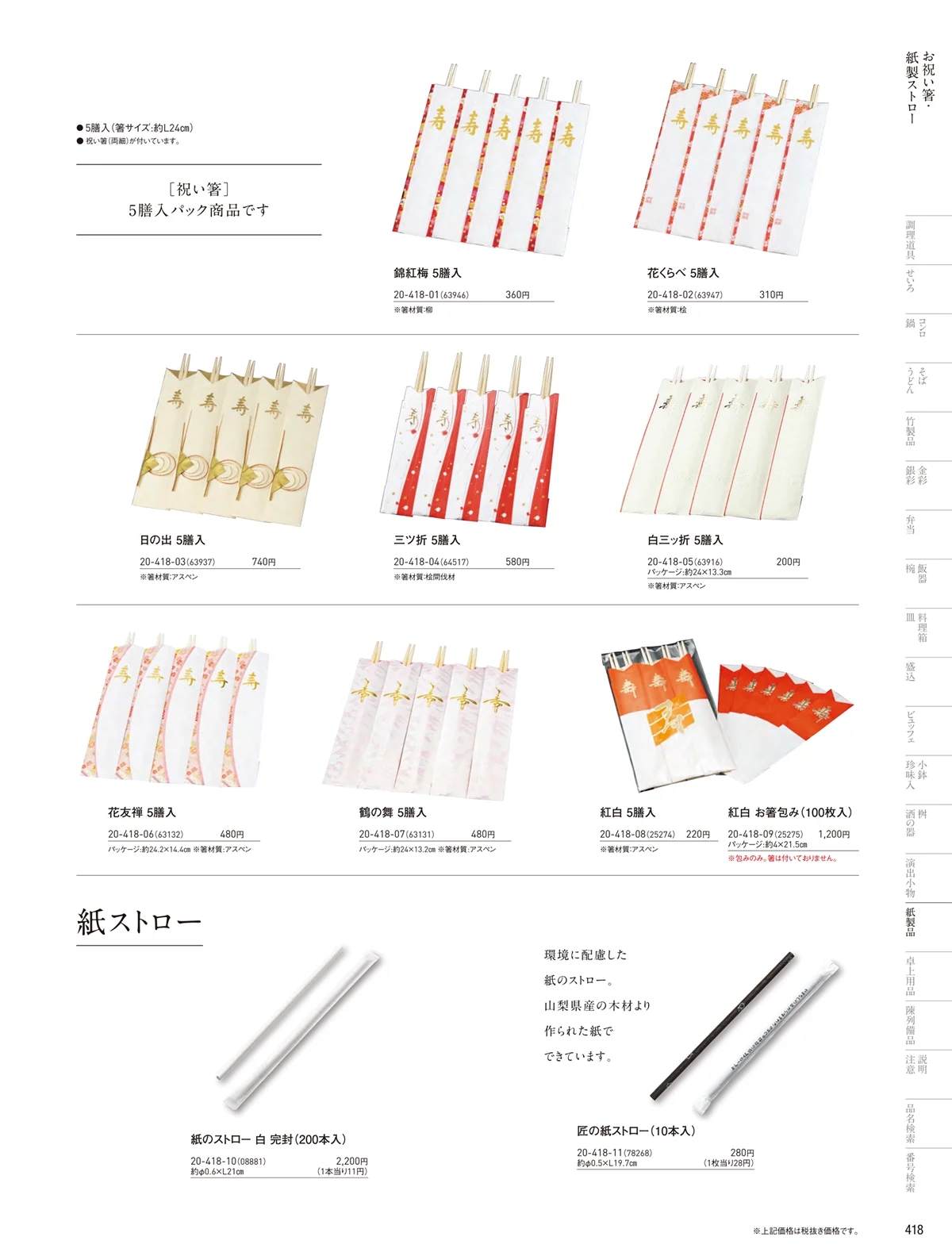 用美vol.20・ページ番号418・お祝い箸