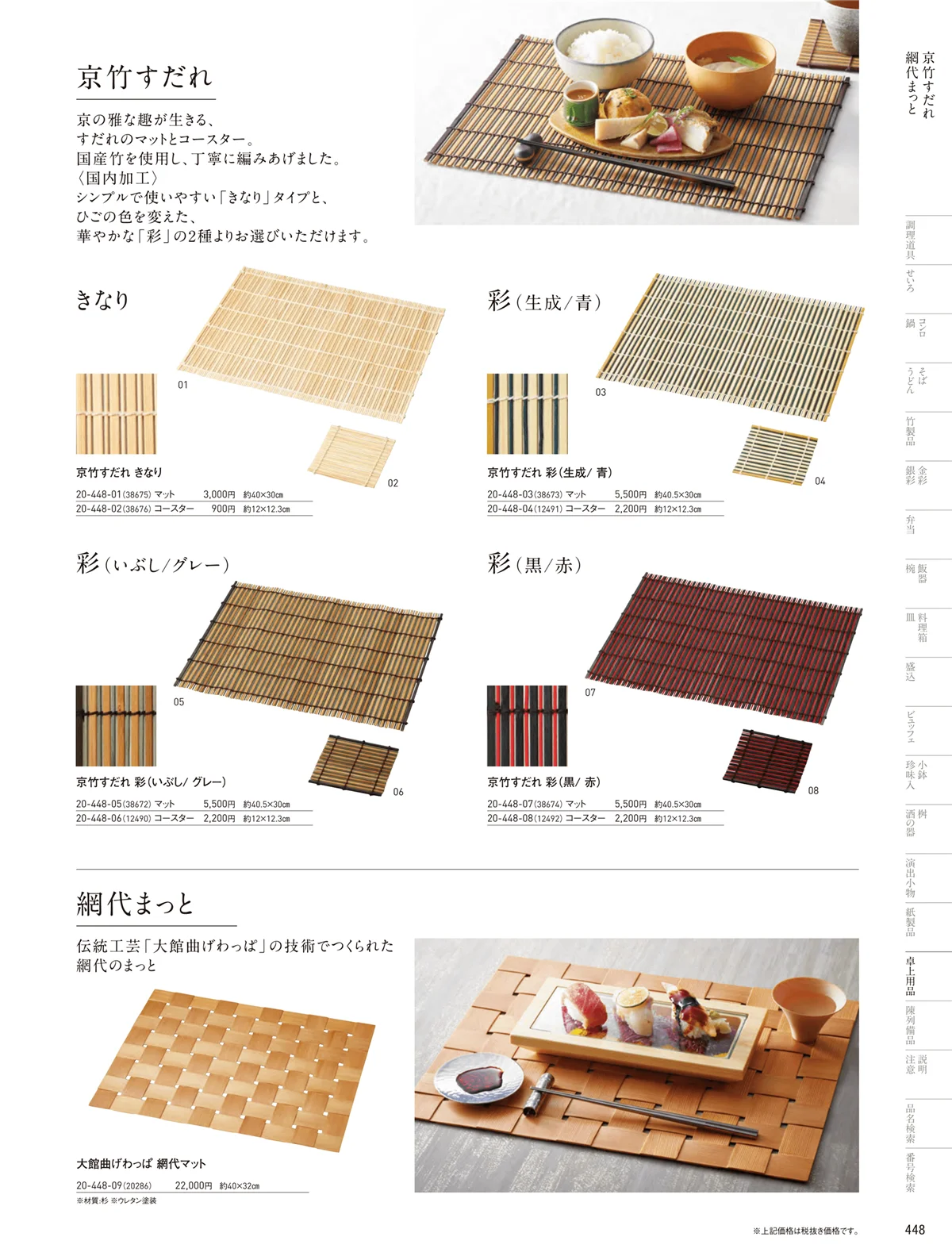 用美vol.20・ページ番号448・卓上すだれ