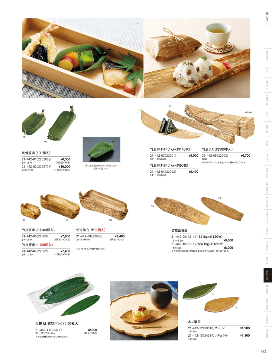 竹皮･もみじ・朴葉･透かし木の葉 ページ442